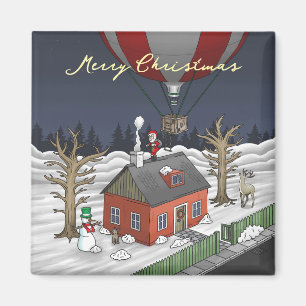 Aimant Le ballon à air chaud fantaisie du Père Noël