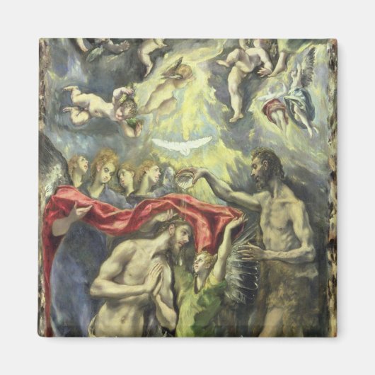 Aimant Le baptême du Christ, c.1597 (huile sur toile) (Devant)