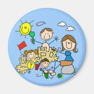 Aimant Le bâton figure l'amusement de plage de famille
