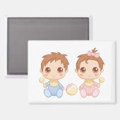 Aimant Le bébé jumelle le garçon et la fille (Recto/Verso)