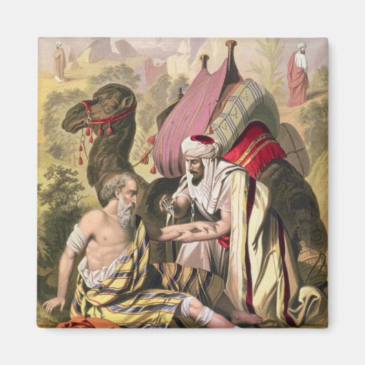 Aimant Le Bon Samaritain, tiré d'une bible imprimée par E (Devant)