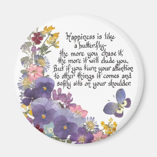 Aimant Le bonheur est comme un papillon (Devant)