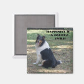 Aimant Le bonheur est le sourire de Collie (Recto/Verso)