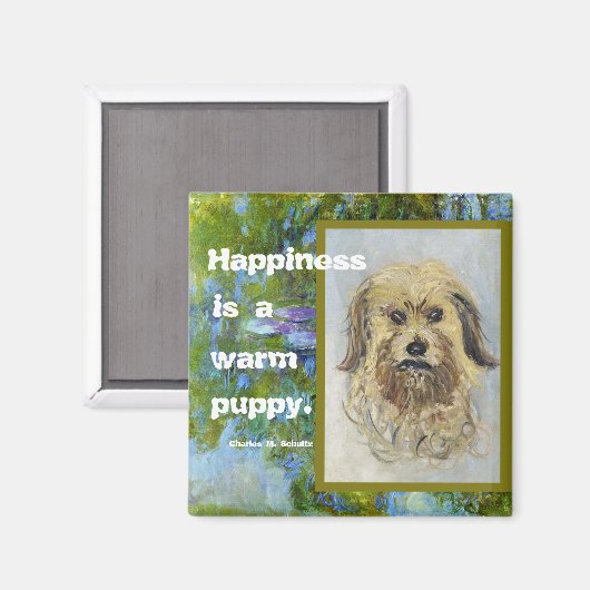 Aimant Le bonheur est un chiot chaud (Recto/Verso)