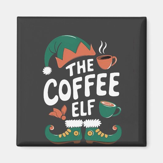 Aimant Le café elf amusant Noël elf Louvain de caféine (Devant)