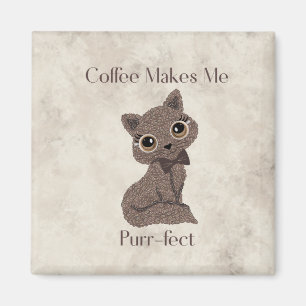Aimant Le café me rend purr-fait- Grain de café-Chat-