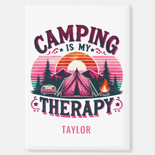 Aimant Le Camping Est Ma Thérapie (Recto)