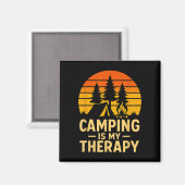 Aimant Le camping est une thérapie design _ drôle feu de (Recto/Verso)
