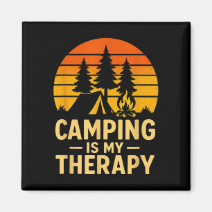 Aimant Le camping est une thérapie design _ drôle feu de
