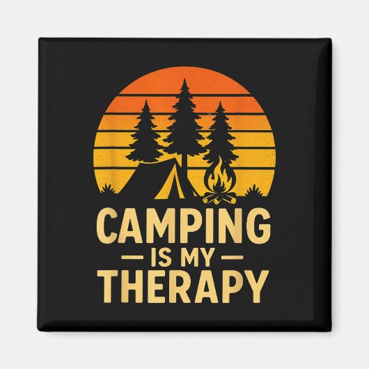 Aimant Le camping est une thérapie design _ drôle feu de (Devant)