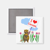 Aimant Le Castor canadien aime le Canada (Recto/Verso)