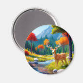Aimant Le Cerf d'Or debout dans la forêt (Recto/Verso)