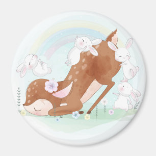 Aimant Le Cerf mignon et les lapins