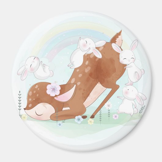 Aimant Le Cerf mignon et les lapins (Devant)