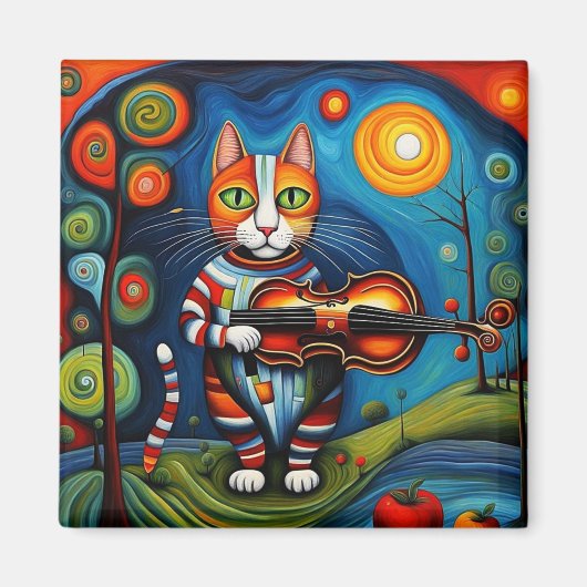 Aimant Le chat et la brosse (Devant)