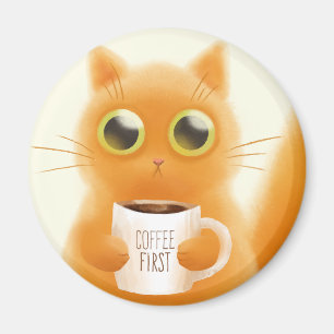 Aimant Le chaton mignon peint à la main avec du café