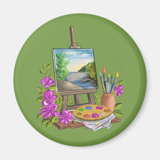 Aimant Le chevalet del'artiste peintre. (Devant)
