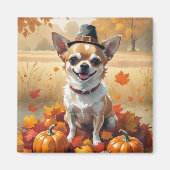 Aimant Le Chihuahua D'Automne Laisse L'Art Thanksgiving (Devant)