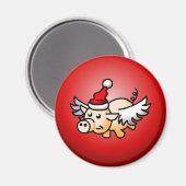 Aimant Le Cochon de Noël Volant (Recto/Verso)