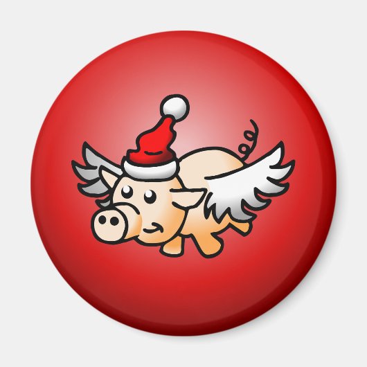 Aimant Le Cochon de Noël Volant (Devant)