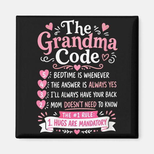 Aimant Le Code de Grand-Mère Drôle Règles de Grand-mère p (Devant)
