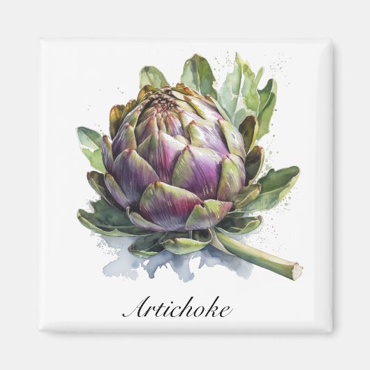 Aimant Le Coeur du Jardin : Artichoke en Aquarelle (Devant)