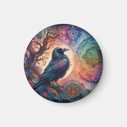Aimant Le Corbeau de la vie Mandala Pagan (Devant)