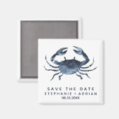 Aimant Le crabe bleu | Mariage Enregistrer la date Faveur (Recto/Verso)