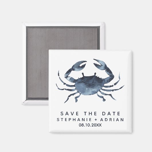 Aimant Le crabe bleu | Mariage Enregistrer la date Faveur (Recto/Verso)
