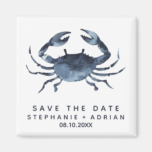 Aimant Le crabe bleu | Mariage Enregistrer la date Faveur (Devant)