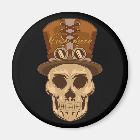 Aimant Le crâne de Steampunk en haut du chapeau Thunder_C (Devant)