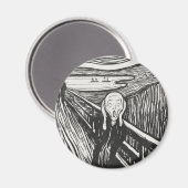 Aimant Le Cri d'Edvard Munch Noir et Blanc (Recto/Verso)
