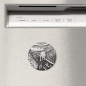 Aimant Le Cri d'Edvard Munch Noir et Blanc (In Situ (Lave-vaisselle))