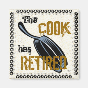 Aimant Le cuisinier à la retraite (taches/noir)