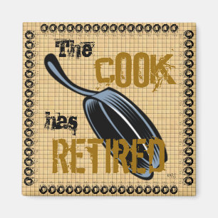 Aimant Le cuisinier retraité (carrelé/noir)