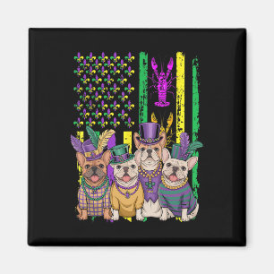Aimant Le drapeau américain Mardi Gras French Bulldog Chi