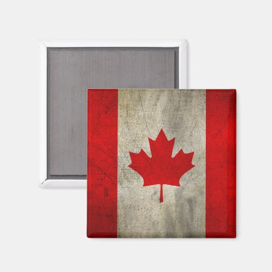 Aimant Le drapeau du Canada à Grunge (Recto/Verso)
