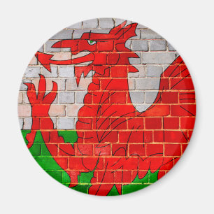 Aimant Le drapeau du Pays de Galles sur un mur en brique