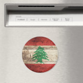 Aimant Le drapeau libanais sur le vieux grain de bois (In Situ (Lave-vaisselle))