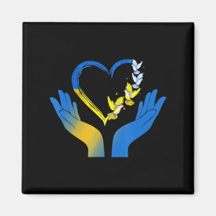 Aimant Le Drapeau Ukrainien Dove Ukraine Coeur Mains