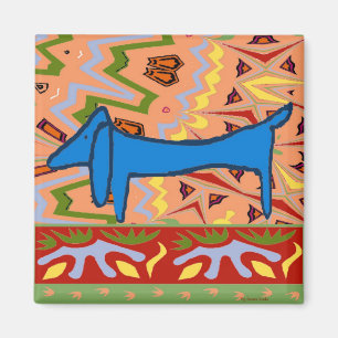 Aimant Le fameux Dachshund Bleu sur Abstrait