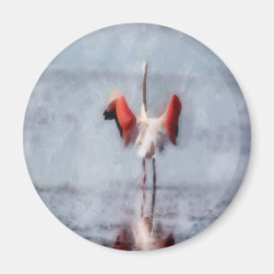 Aimant Le Flamant rose rose en aquarelle