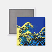Aimant Le Grand Hokusai Wave de Blue Yellow (Recto/Verso)