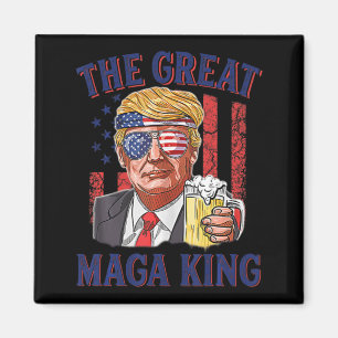 Aimant Le Grand Maga King amusant Trump Beer US Drapeau U
