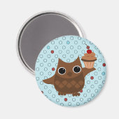Aimant Le hibou et le cupcake (Recto/Verso)