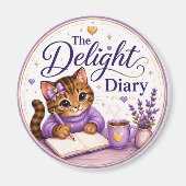 Aimant Le Journal du Plaisir Mignon Chat Violet Or (Devant)