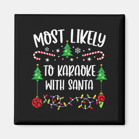 Aimant Le Karaoké Avec Père Noël Drôle Noël (Devant)