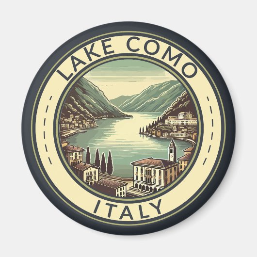 Aimant Le lac de Côme Italie Illustration Insigne d'art d (Devant)