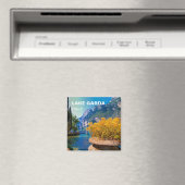 Aimant Le lac de Garde et les fleurs jaunes Peinture à l' (In Situ (Lave-vaisselle))