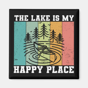 Aimant Le lac est mon Happy Place Distressed Lac Vintage